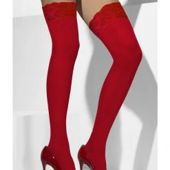 Smiffys Accessories Sheer Hold-Ups Red