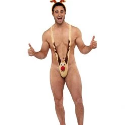 Smiffys Men's Rudolf Kini Reindeer Mankini