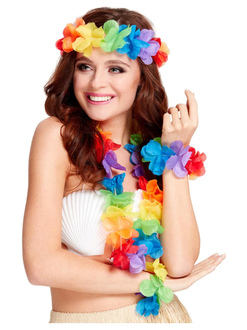 Smiffys Accessories Rainbow Hawaiian Set 3 Smiffys Accessories Rainbow Hawaiian Set