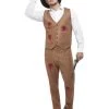Smiffys Clyde Zombie Gangster Costume, Brown